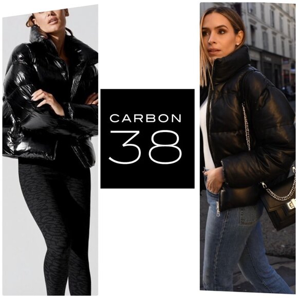‼️WOW ‼️Carbon 38 BLACK PUFFER JACKET IN TAKARA SHINE‼️ - Picture 2 of 14
